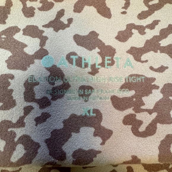 ATHLETA woman's sz XL Elation ultra high rise leopard flora mauve tights legging - Picture 12 of 13